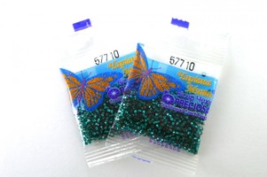 Бисер чешский Preciosa, цв.57710 морская волна, 10/0, круглый прозрачный, серебряная линия внутри, 5 гр