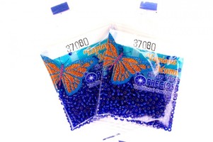 Бисер чешский Preciosa, цв.37080 синий, 10/0, круглый прозрачный, серебряная линия внутри, 5 гр