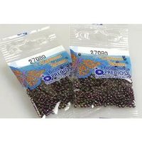 Бисер чешский Preciosa, цв.27080 фиолетовый, 10/0, круглый прозрачный, серебряная линия внутри, 5 гр