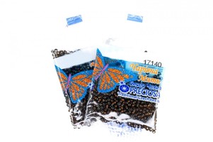 Бисер чешский Preciosa, цв.17140 коричневый, 10/0, круглый прозрачный, серебряная линия внутри, 5 гр