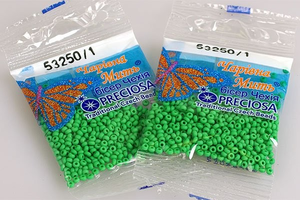 Бисер чешский Preciosa, цв.53250/1 зеленый, 10/0, круглый непрозрачный матовый, 5 гр
