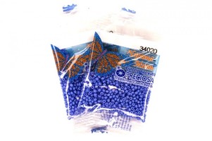 Бисер чешский Preciosa, цв.34020 голубой, 10/0, круглый непрозрачный радужный, 5 гр