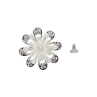 Украшение пластм. Цветок серебряный, d=36мм, белый