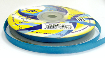 Лента атласная, 6 мм, 20, бирюза, рулон 33м