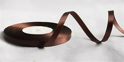 Лента атласная, 6 мм, 3139, т.коричневый, рулон 27,4м