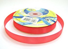 Лента атласная, 12 мм, 205, розовый коралл, рулон 33м