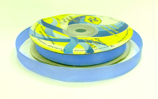 Лента атласная, 12 мм, 187, голубой, рулон 33м