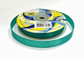 Лента атласная, 12 мм, 54, т.мята, рулон 33м