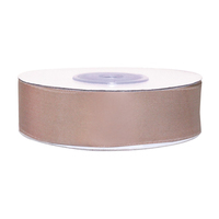 Лента атласная, 25 мм, 107, розово-бежевый, рулон 33м